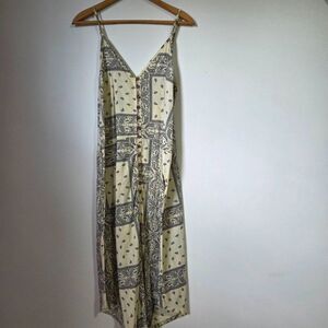 EUC POL HANDKERCHIEF V NECK TANK BUTTONED MIDI DRESS JUMPSUIT CONVERTIBLE SIZS M